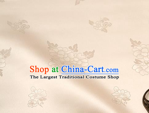 Traditional Korean Classical Roses Pattern Apricot Satin Drapery Hanbok Material Asian Korea Fashion Silk Fabric