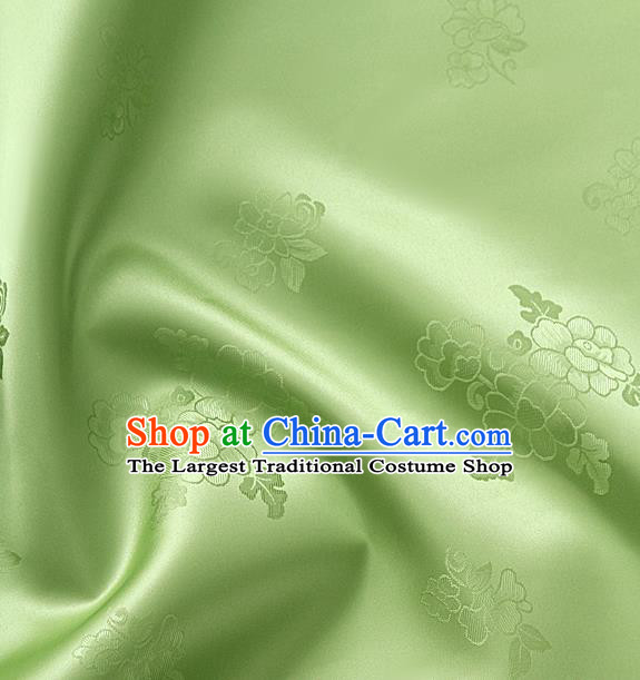 Traditional Korean Classical Roses Pattern Peak Green Satin Drapery Hanbok Material Asian Korea Fashion Silk Fabric