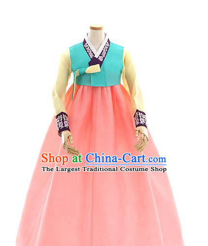 Korean Bride Green Blouse and Pink Dress Korea Fashion Costumes Traditional Wedding Hanbok Festival Apparels for Women