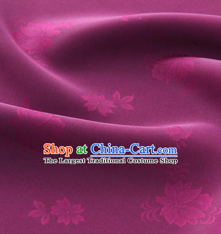 Asian Korea Classical Campsis Grandiflora Pattern Amaranth Silk Fabric Korean Fashion Drapery Traditional Hanbok Material