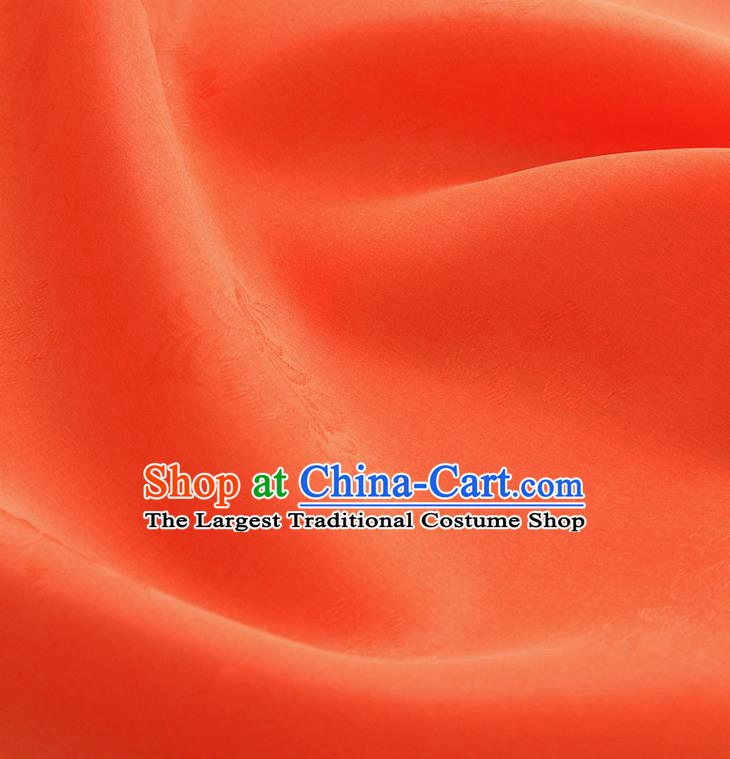 Asian Korea Classical Campsis Grandiflora Pattern Orange Silk Fabric Korean Fashion Drapery Traditional Hanbok Material