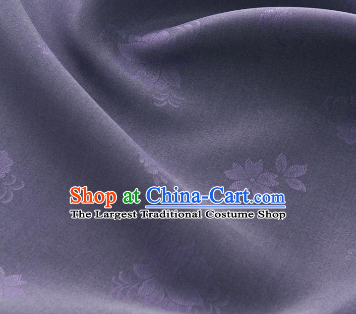 Asian Korea Classical Campsis Grandiflora Pattern Deep Purple Silk Fabric Korean Fashion Drapery Traditional Hanbok Material