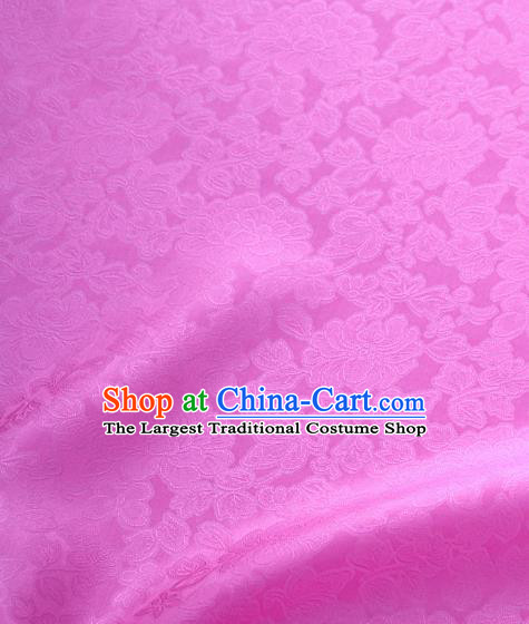 Traditional Korean Fashion Deep Pink Gauze Drapery Hanbok Material Asian Korea Classical Flowers Pattern Silk Fabric