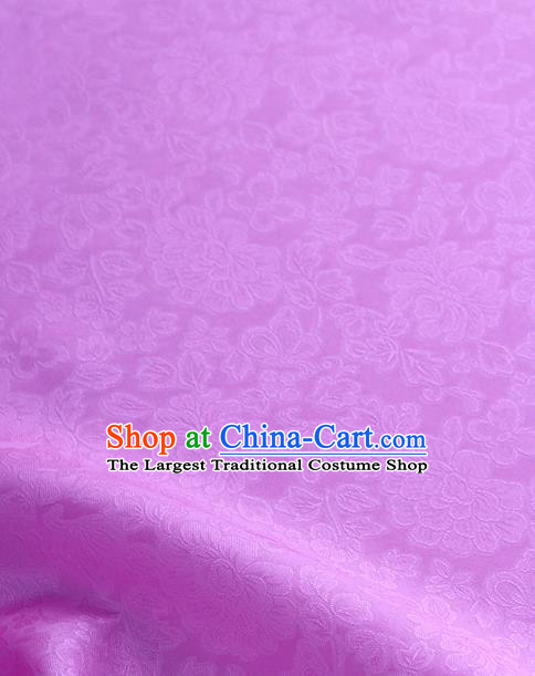 Traditional Korean Fashion Violet Gauze Drapery Hanbok Material Asian Korea Classical Flowers Pattern Silk Fabric