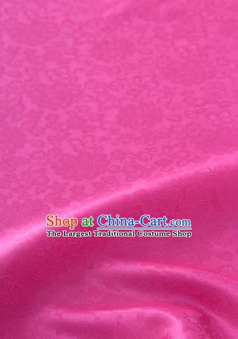 Traditional Korean Fashion Magenta Gauze Drapery Hanbok Material Asian Korea Classical Flowers Pattern Silk Fabric