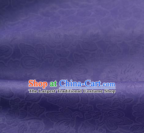 Traditional Korean Fashion Deep Purple Gauze Drapery Hanbok Material Asian Korea Classical Flowers Pattern Silk Fabric