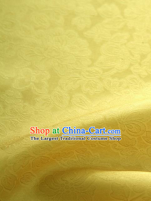 Traditional Korean Fashion Bright Yellow Gauze Drapery Hanbok Material Asian Korea Classical Flowers Pattern Silk Fabric