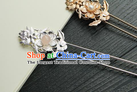 Chinese Classical Argent Hair Clip Hair Accessories Handmade Ancient Tang Dynasty Hairpin for Women