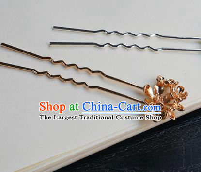 Chinese Classical Cheongsam Golden Hair Clip Hair Accessories Handmade Ancient Hanfu Tang Dynasty Hairpin for Women