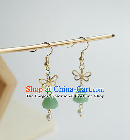 Handmade Chinese Classical Golden Dragonfly Ear Accessories Ancient Women Hanfu Court Lotus Seedpod Earrings