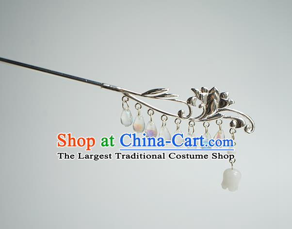 Chinese Hanfu Classical Orchid Hair Accessories Handmade Ancient Princess Argent Hairpins for Women