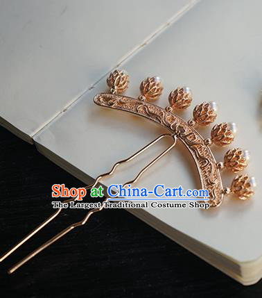 Chinese Classical Hanfu Golden Hair Accessories Handmade Ancient Tang Dynasty Imperial Concubine Hairpin for Women