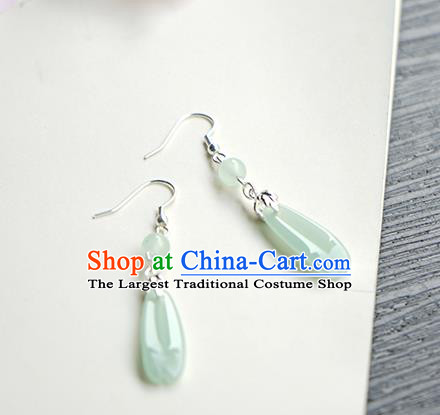 Handmade Chinese Green Flower Petal Ear Accessories Ancient Women Hanfu Classical Cheongsam Earrings