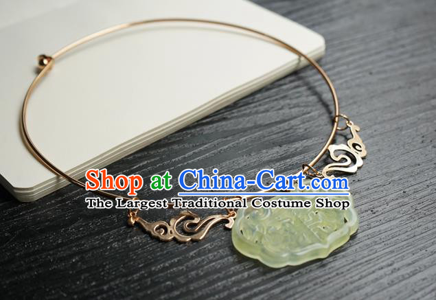 Chinese Handmade Hanfu Ming Dynasty Necklace Classical Jewelry Accessories Ancient Princess Jade Necklet for Women