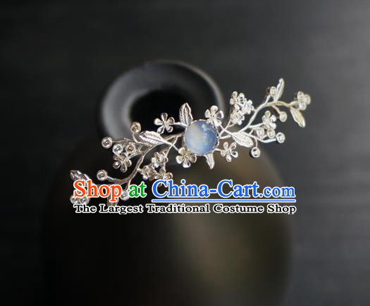 Chinese Classical Argent Plum Blossom Hair Clip Hair Accessories Handmade Ancient Jin Dynasty Hanfu Hairpin for Women