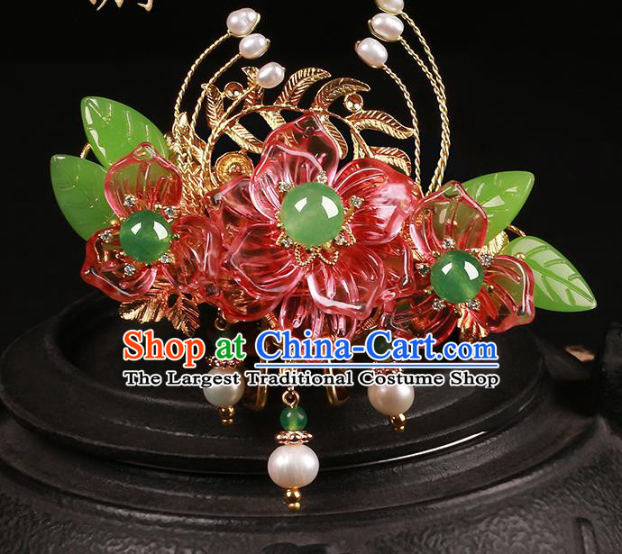 Chinese Classical Tang Dynasty Princess Flowers Hair Crown Hair Accessories Handmade Ancient Court Hanfu Hairpins for Women