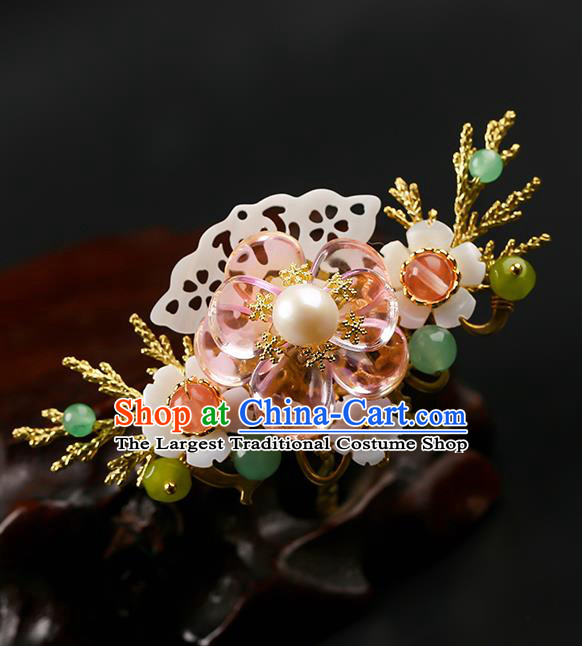 Chinese Classical Song Dynasty Shell Hair Crown Hanfu Hair Accessories Handmade Ancient Princess Flowers Hairpins for Women