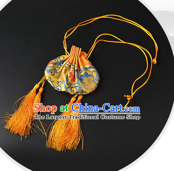 Chinese Classical Hanfu Golden Silk Perfume Satchel Waist Accessories Ancient Princess Sachet Belt Pendant