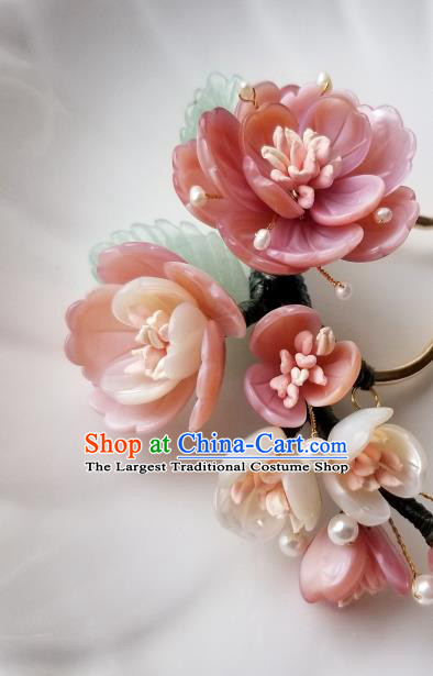 Chinese Classical Peach Flower Hair Comb Hanfu Hair Accessories Handmade Ancient Song Dynasty Empress Hairpins for Women