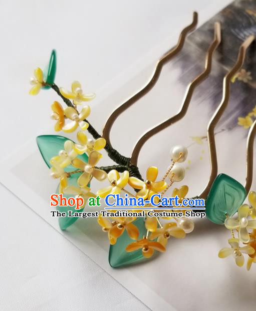 Chinese Classical Fragrans Hair Comb Hanfu Hair Accessories Handmade Ancient Princess Flowers Hairpins for Women