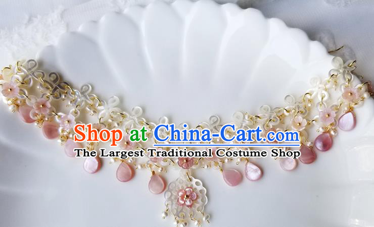 Chinese Handmade Shell Necklet Classical Jewelry Accessories Ancient Hanfu Tassel Necklace for Women