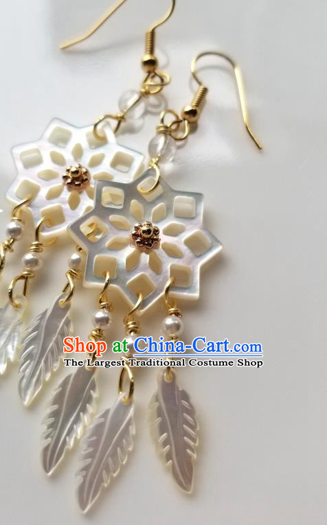 Handmade Chinese Shell Dreamcatcher Ear Accessories Classical Eardrop Ancient Women Hanfu Earrings