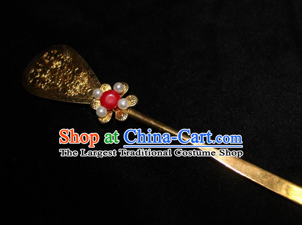 Chinese Classical Court Queen Golden Hair Clip Women Hanfu Hair Accessories Handmade Ancient Tang Dynasty Palace Empress Hairpins