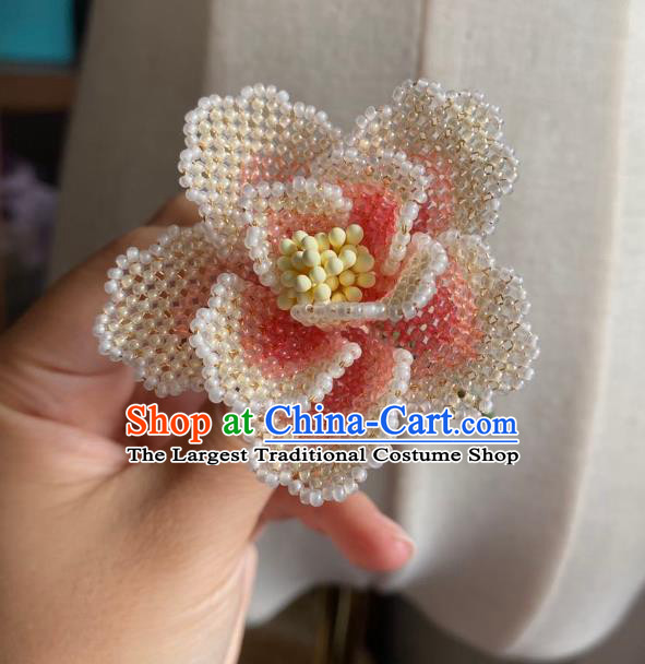 Chinese Classical Court Hair Clip Women Hanfu Hair Accessories Handmade Ancient Qing Dynasty Princess Beads Peach Blossom Hairpins