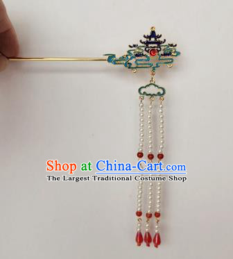 Chinese Classical Ancient Ming Dynasty Empress Tassel Hairpins Women Hanfu Hair Accessories Handmade Palace Hair Clip