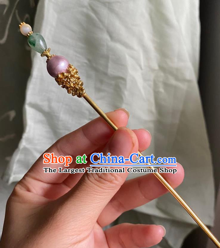 Chinese Song Dynasty Court Hairpin Handmade Ancient Empress Hanfu Hair Accessories Glass Hair Clip