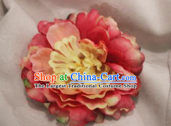 Chinese Tang Dynasty Women Classical Pink Peony Hairpin Handmade Ancient Princess Hanfu Hair Accessories Hair Claw