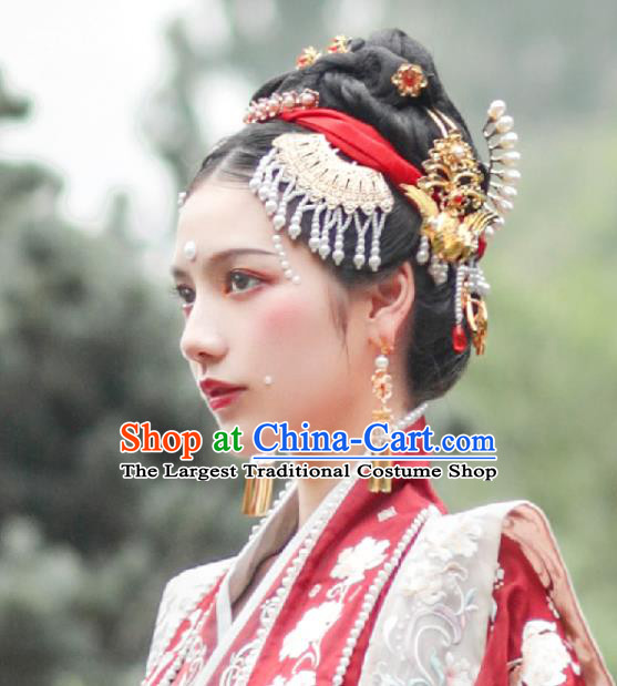 Chinese Song Dynasty Queen Hairpin Handmade Classical Ancient Empress Hanfu Hair Accessories Court Women Hair Clasp Full Set