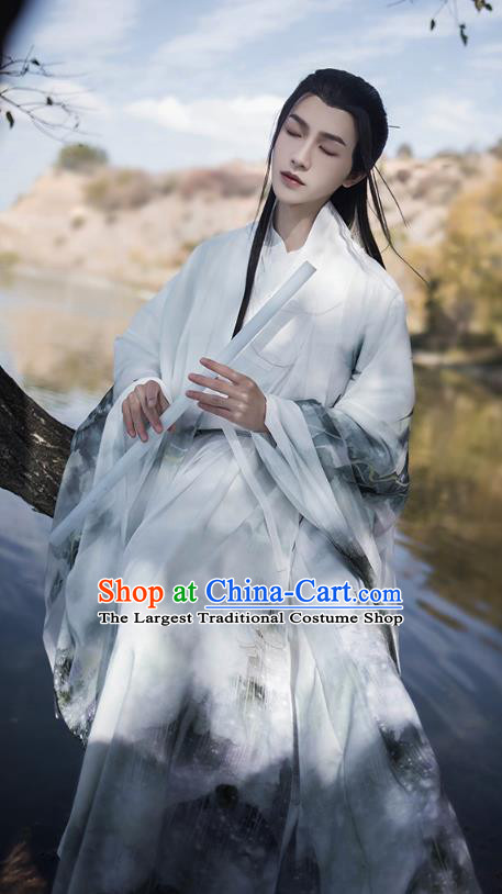 Chinese Ancient Taoist Hanfu Apparels Traditional Costumes Ming Dynasty Swordsman Garment for Men