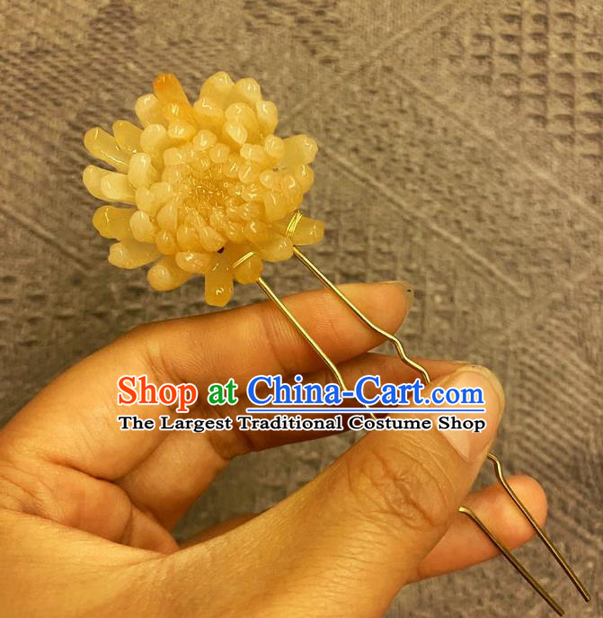 Chinese Ancient Princess Chrysanthemum Hairpins Hair Accessories Handmade Kimono Courtesan Flower Hair Stick