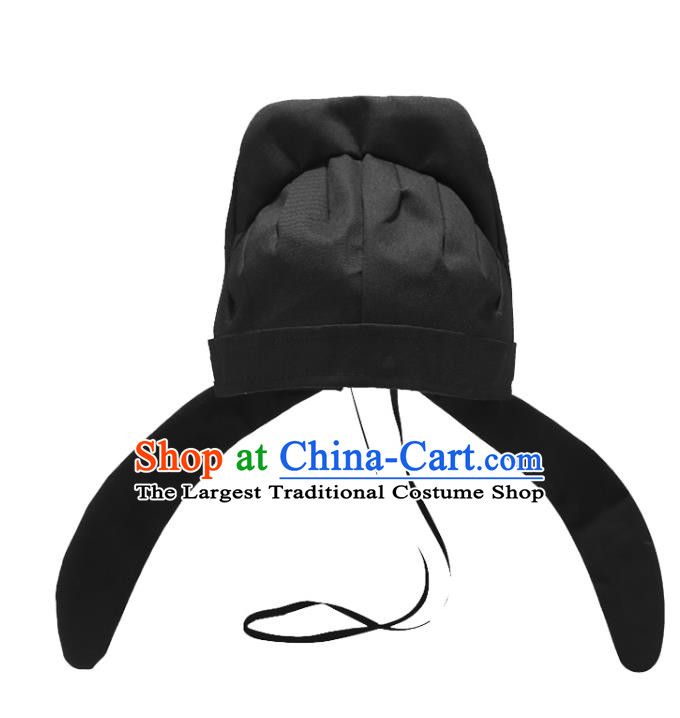 Chinese Classical Ancient Swordsman Hanfu Black Hat Tang Dynasty Imperial Bodyguard Headwear for Men