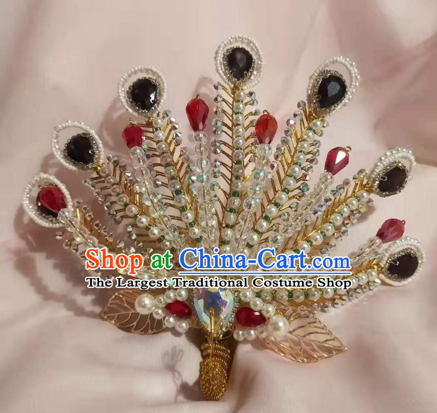 Chinese Ancient Imperial Empress Crystal Golden Hairpins Hair Accessories Handmade Ming Dynasty Court Beads Phoenix Hair Crown