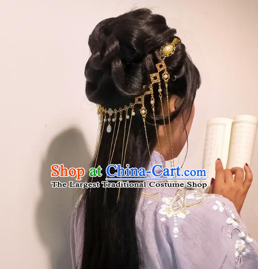 Chinese Ancient Empress Golden Tassel Hair Clasp Hairpins Hair Accessories Handmade Ming Dynasty Palace Hair Stick