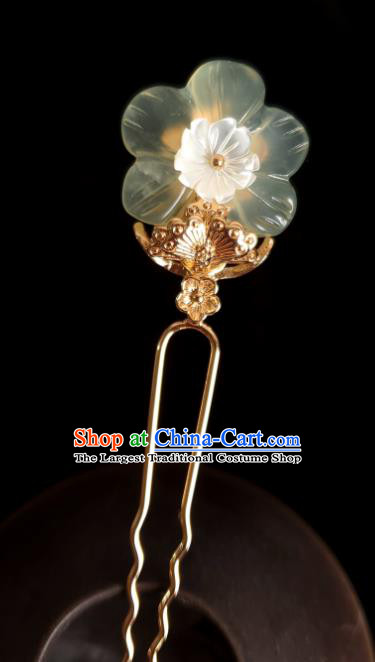 Chinese Ancient Royal Princess Hairpins Hair Accessories Handmade Ming Dynasty Hanfu Jade Plum Blossom Hair Stick