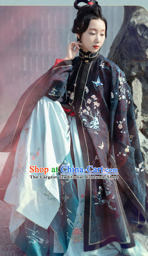 Chinese Traditional Ming Dynasty Noble Female Historical Costumes Ancient Royal Countess Hanfu Dress Embroidered Gown and Skirt for Women