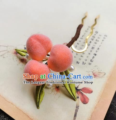 Chinese Ming Dynasty Peaches Hair Stick Handmade Hair Accessories Hanfu Ancient Young Lady Hairpins