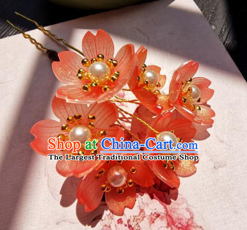 Chinese Classical Hair Stick Handmade Hanfu Hair Accessories Ancient Song Dynasty Court Lady Sakura Hairpins