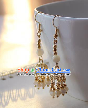 Chinese Handmade Golden Earrings Classical Jewelry Accessories Hanfu Ming Dynasty Princess Eardrop