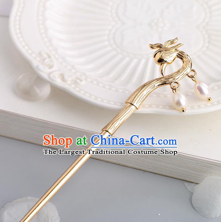 Chinese Classical Palace Golden Bird Hair Sticks Handmade Hanfu Hair Accessories Ancient Ming Dynasty Princess Hairpins