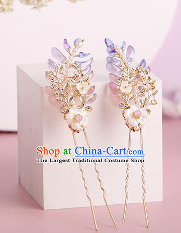 Chinese Classical Palace Hair Sticks Handmade Hanfu Hair Accessories Ancient Ming Dynasty Princess Wisteria Hairpins