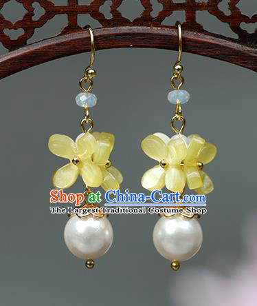 Chinese Handmade Fragrans Earrings Classical Ear Accessories Hanfu Qing Dynasty Princess Flowers Eardrop