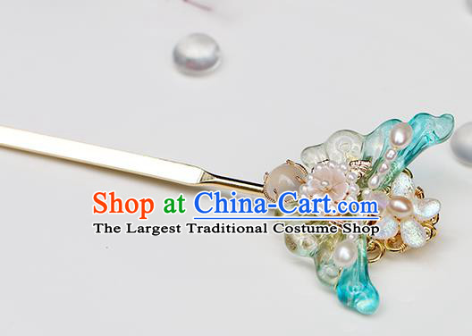 Chinese Classical Palace Butterfly Hair Stick Handmade Hanfu Hair Accessories Ancient Ming Dynasty Empress Hairpins Pearls Hair Clip