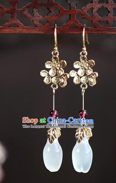 Chinese Handmade Magnolia Earrings Classical Ear Accessories Hanfu Ming Dynasty Princess Eardrop