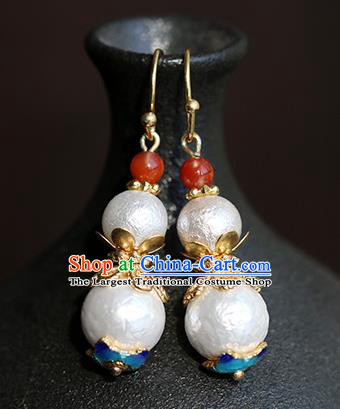 Chinese Handmade Gourd Earrings Classical Ear Accessories Hanfu Qing Dynasty Princess Pearl Eardrop