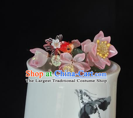 Chinese Classical Lotus Goldfish Hair Stick Handmade Hanfu Hair Accessories Ancient Song Dynasty Princess Hairpins