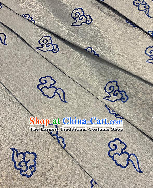 Chinese Traditional Clouds Pattern Grey Silk Fabric Brocade Drapery Tang Suit Damask Material